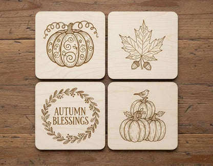 Pumpkin Halloween and Thanksgiving Laser Engraved 4x4" Slate Coasters