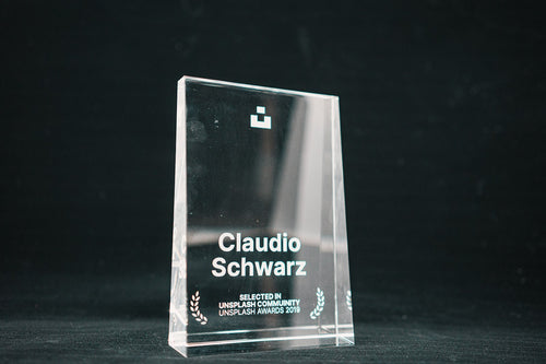 Clear acrylic recognition block placeholder